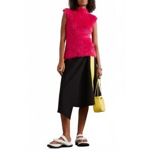 NEW GAUCHERE faux fur tank in strawberry red